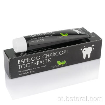 Creme dental de branqueamento de carvão ativado de bambu natural